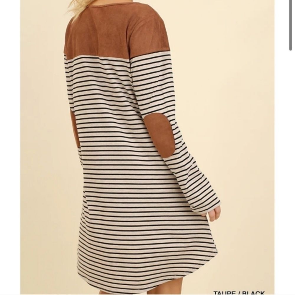 Umgee Long Sleeved Striped Shirt Dress - Picture 2 of 9